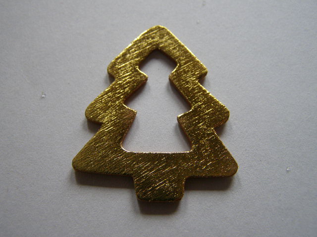 stromek výřez - dřevo + fólie - zlatý