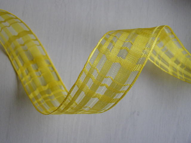 monofilová stuha - 25 mm - kostka žlutá