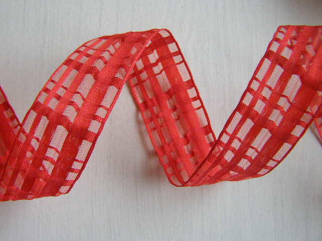 monofilová stuha - 25 mm - kostka červená