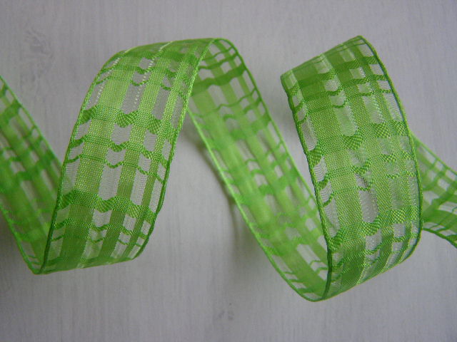 monofilová stuha - 25 mm - kostka zelená