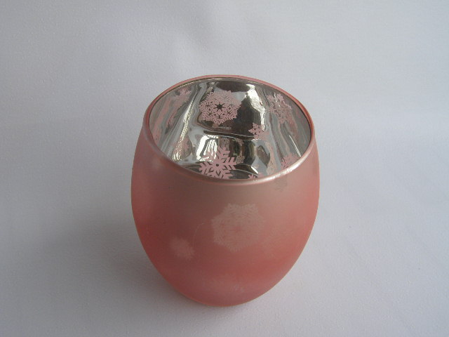 svícen - růžovostříbrný s vločkami