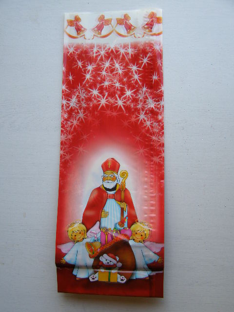 sáček celofán vánoční - křížové dno - Mikuláš a čert