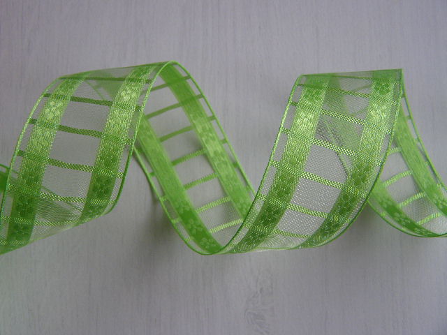 monofil - 40 mm - mřížka + kytky - zelená