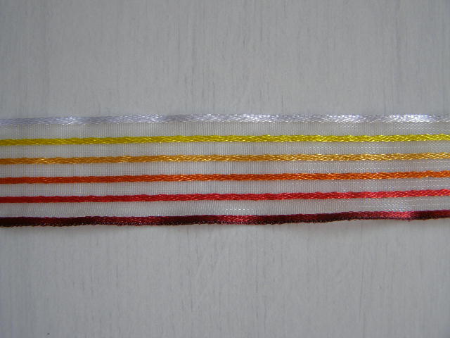 monofilová s atlasovými pruhy - 25 mm - červenožlutá