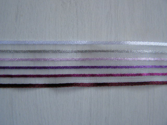 monofilová s atlasovými pruhy - 25 mm - vínová