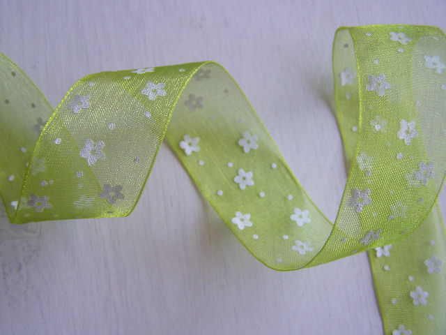 monofil - 25 mm - jemné kytičky - zelená