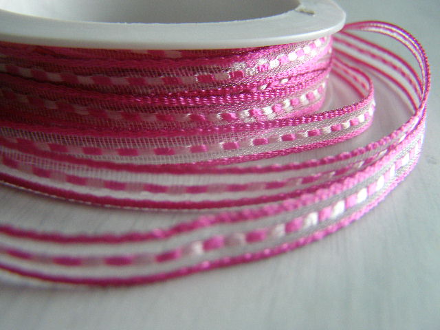 monofil s dekorem - 6 mm x 10 m - růžovobílá