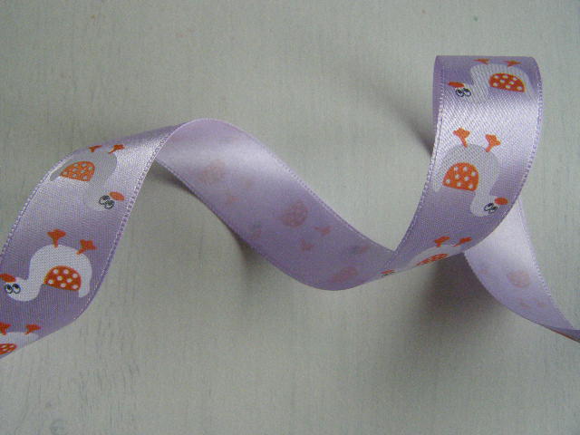 saténová 24 mm - kachničky - lila