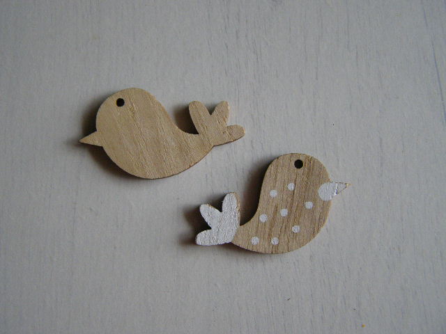 dřevo sada - ptáčci puntíky 6 ks