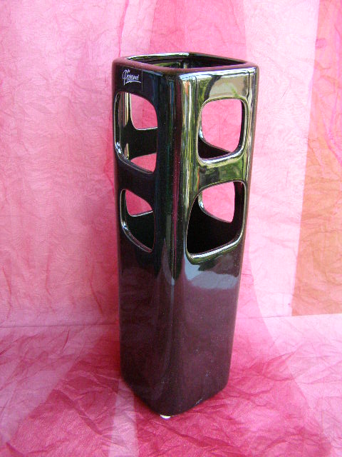 váza hranatá se čtverci - černá 31 cm