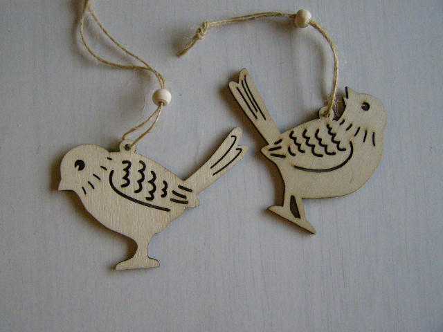 dřevo závěs - ptáček hnědý 1 + 1