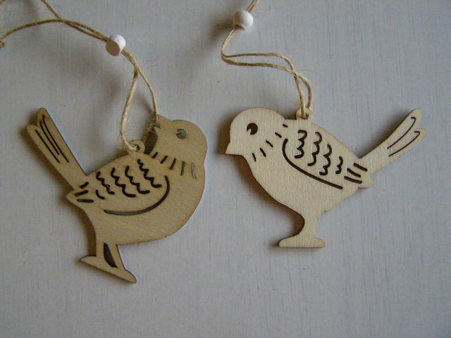 dřevo závěs - ptáček bílý 1 + 1