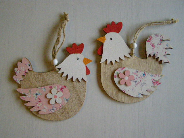 dřevo závěs - slepice 12 cm