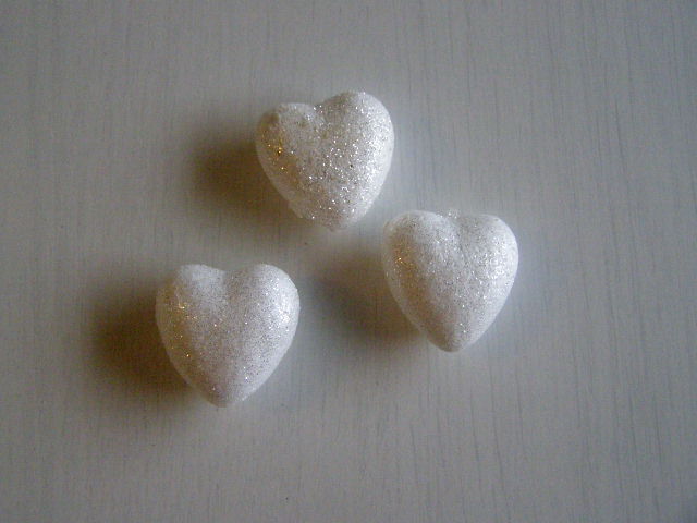 srdíčka glitrová - bílá 5 ks