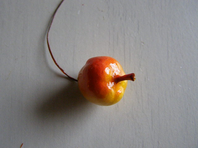 jablíčko na drátku - 3 ks - oranžovožluté lesklé