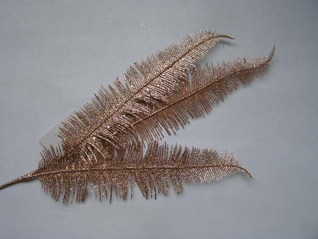 kapradí glitrové - 3 dlouhé listy - růžové