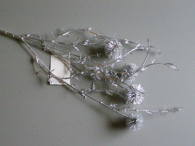 větev s bodláky - stříbrná matná