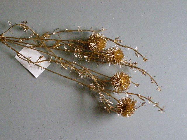 větev s bodláky - zlatá matná