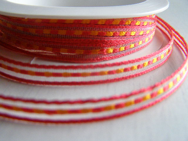 monofil s dekorem - 6 mm - červenooranžová - 1 m