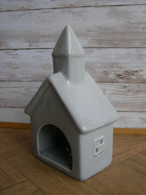 Keramika na svíčku - kostelíček šedý 