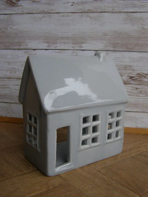 Keramika na svíčku - domek nízký šedý 