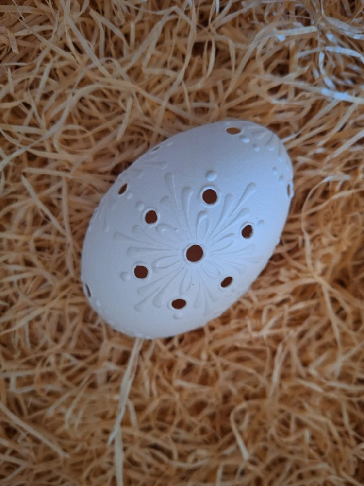 vrtaná kraslice husí bílá