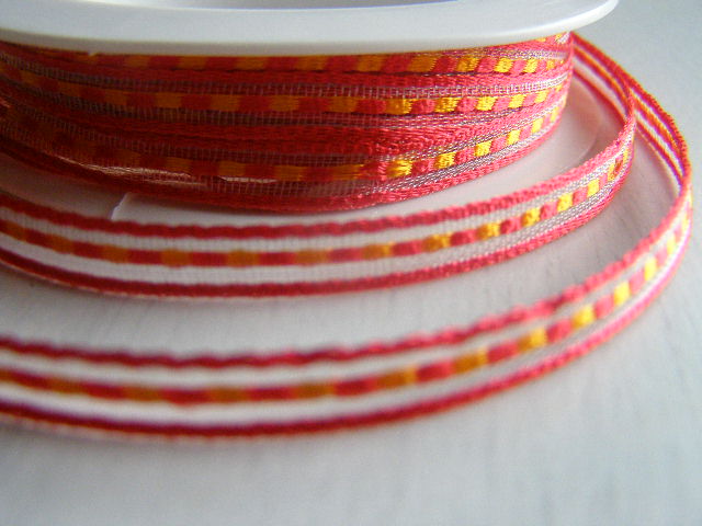 monofil s dekorem - 6 mm - červenooranžová - 1 m