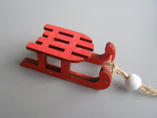 sáňky malé oblé - 6 cm - červené