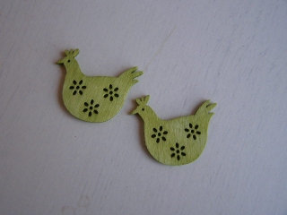 dřevo - slepička zelená 2 ks