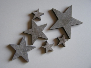 dřevo sada - 6 ks hvězdy šedé