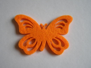 filcový motýl velký - výřez - oranžový