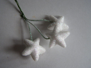 hvězdička malá glitr na drátku - jednostranná - bílá - 3 ks
