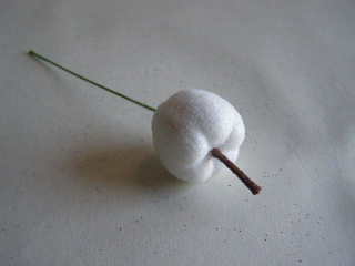 jablíčko na drátku - 3 cm - glitrové bílé