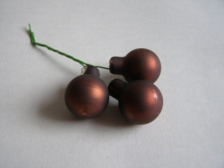 koulička skleněná mini 20 mm - 3 ks - hnědá tmavá matná