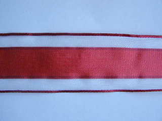 monofil - středový látkový pruhy - 40 mm - červená