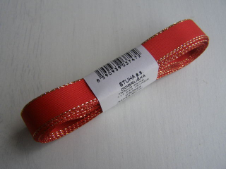 taftová 15 mm x 10 m - červená se zlatem