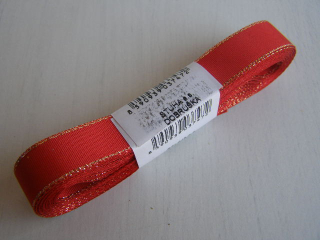 taftová 15 mm x 10 m - červená se stříbrem