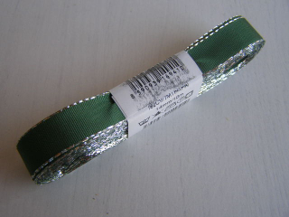 taftová 15 mm x 10 m - zelená se stříbrem