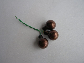 koulička skleněná mini 20 mm - 3 ks - kávová hnědá lesklá