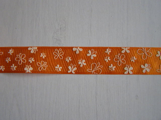 rypsová 25 mm - motýlci - oranžová