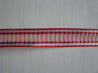 monofil - 25 mm - mřížka - červenobílá