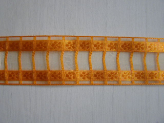 monofil - 40 mm - mřížka + kytky - oranžová