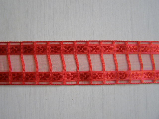 monofil - 40 mm - mřížka + kytky - červená
