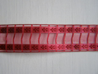 monofil - 40 mm - mřížka + kytky - bordó