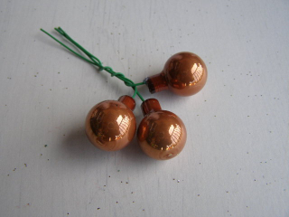 koulička skleněná mini 20 mm - 3 ks - hnědá střední lesklá