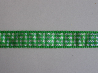 stuha kostičkovaná - 10 mm - zelená tmavá + bílá