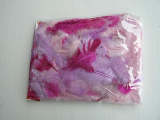 peří 10 g - mix - bordó-lila-růžová