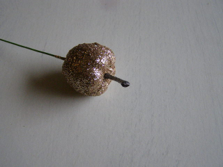 jablíčko na drátku - 3 cm - glitrové šampaň