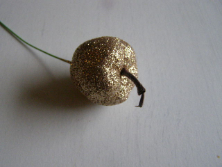 jablíčko na drátku - 4 cm - glitrové šampaň