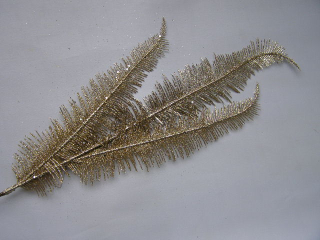kapradí glitrové - 3 dlouhé listy - zlaté